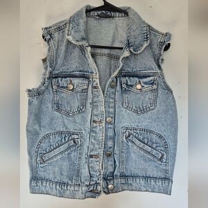 Denim Sleeveless Vest - Blue